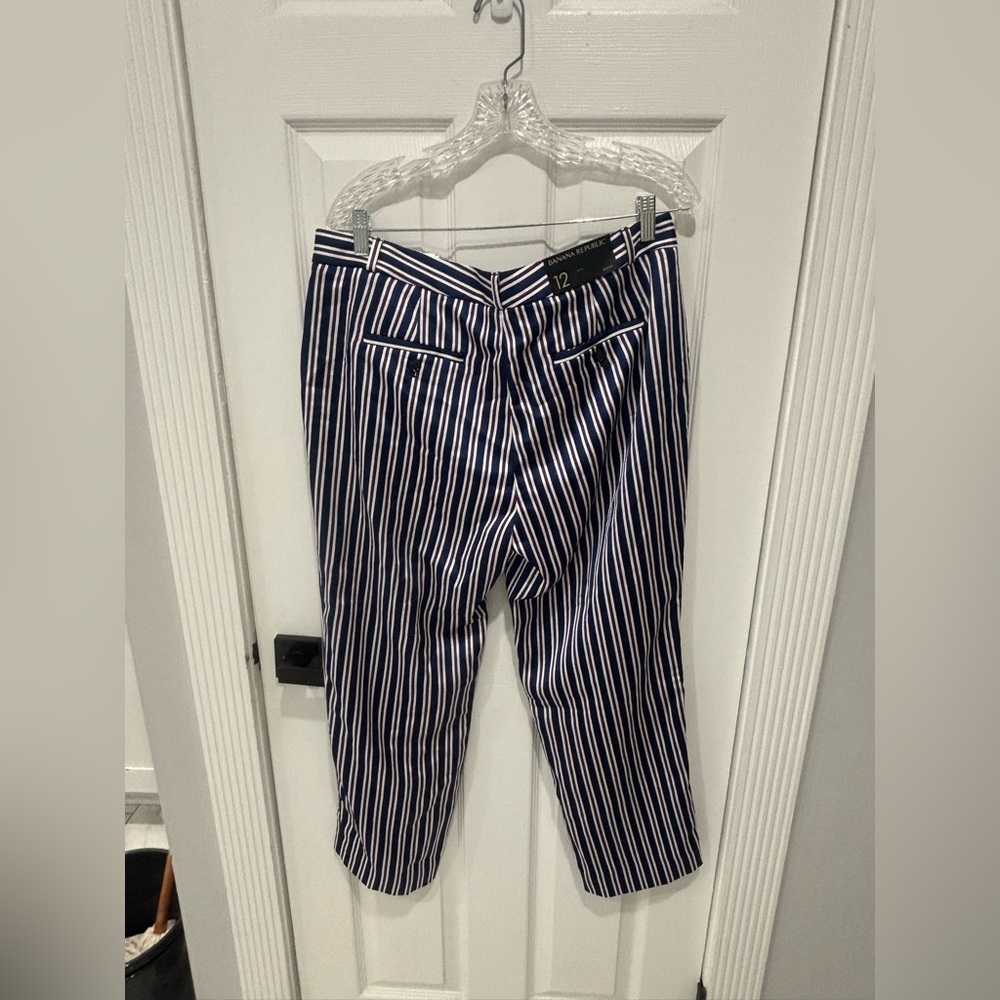 Banana Republic Blue and White Striped Shirt, Size:12, available in Petites - Picture 2 of 11